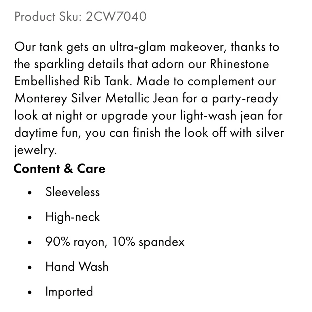 Boston Proper Rhinestone Embellished Rib Tank - Picture 10 of 10